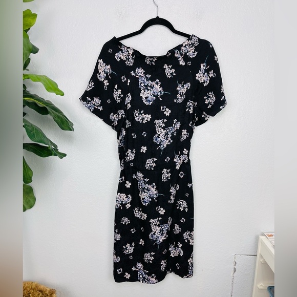 Rebecca Taylor Silk Hydrangea Black Floral Dress 2 - Picture 6 of 9